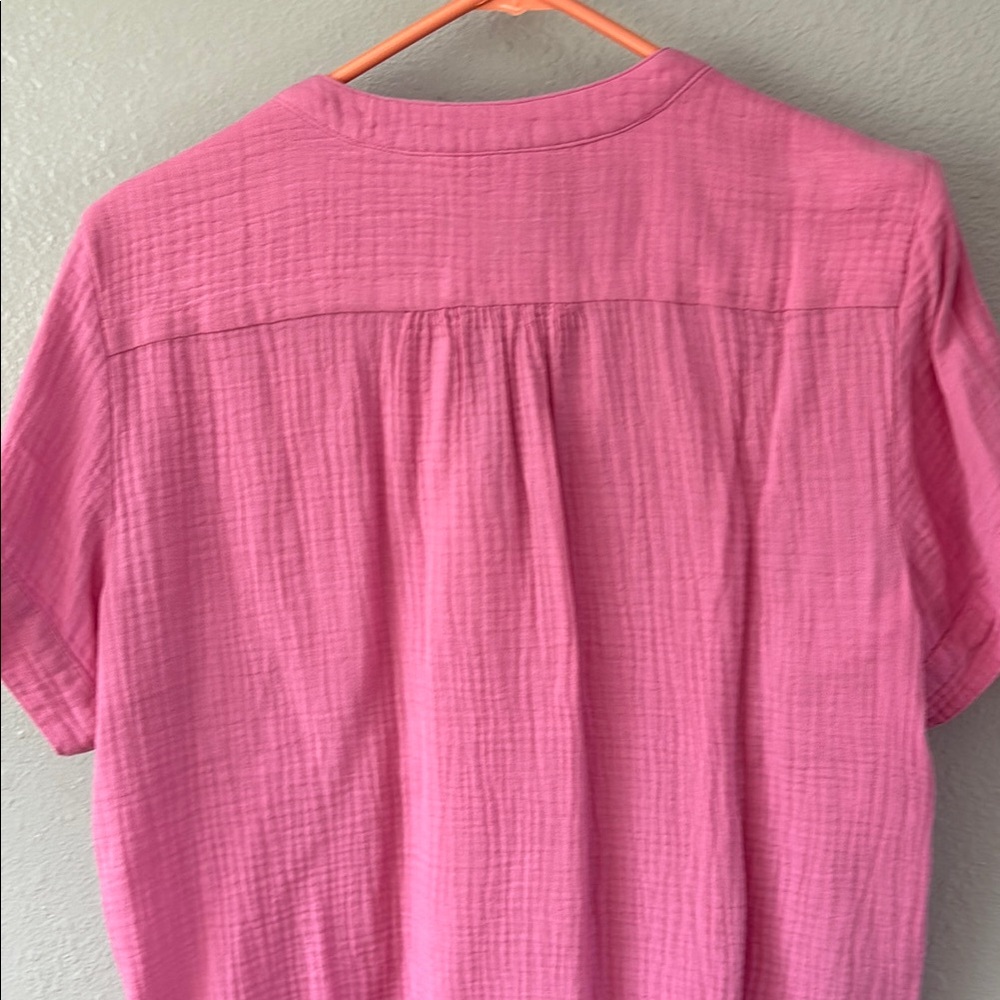 J. Crew Pink Blouse with Cuffed Sleeves and Mandarin Collar - Picture 4 of 4